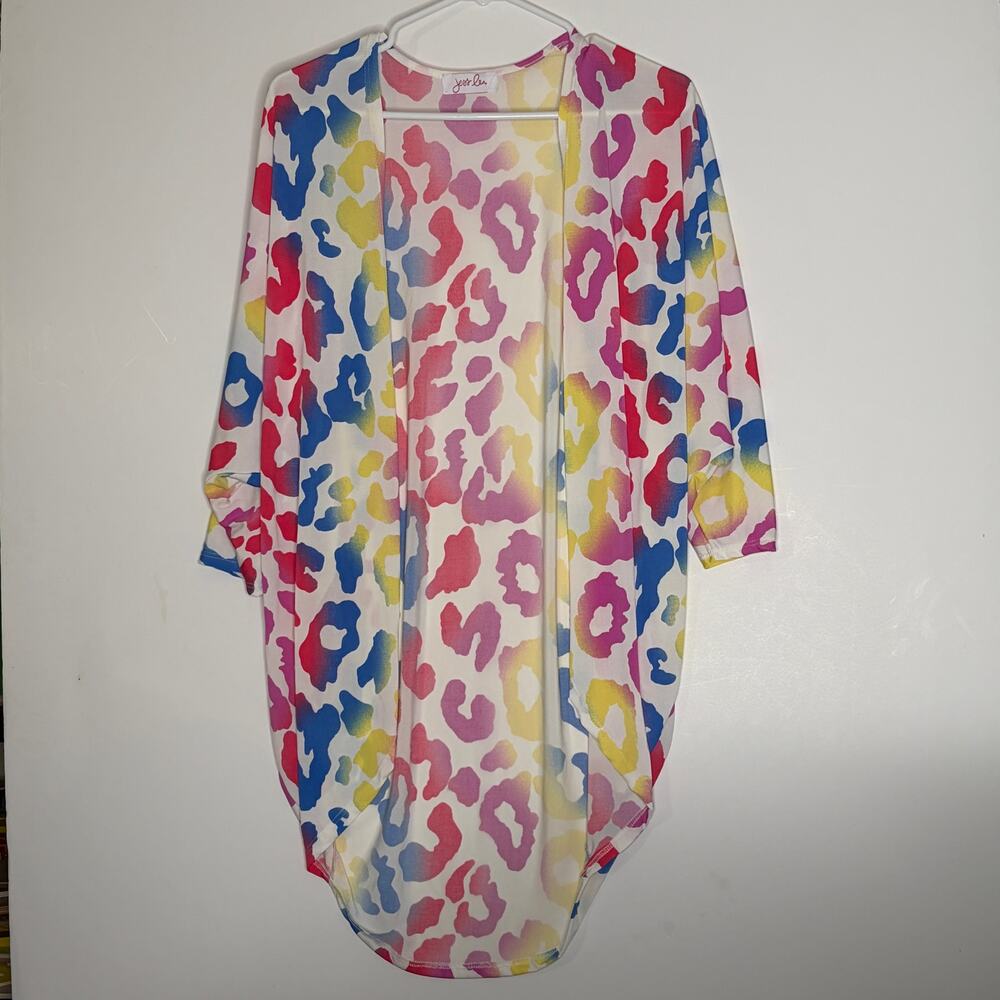 Jess Lea Colorful Leopard Neon Animal Print Cardigan Medium